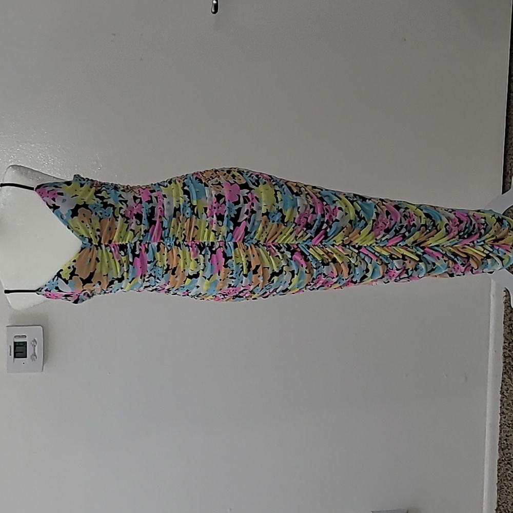 ARFM Ruched Mesh Midi Slipdress in Sky Floral Size Large NWT - Picture 5 of 15